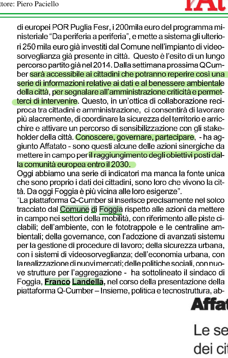 Open data, partecipazione e obiettivi urbani