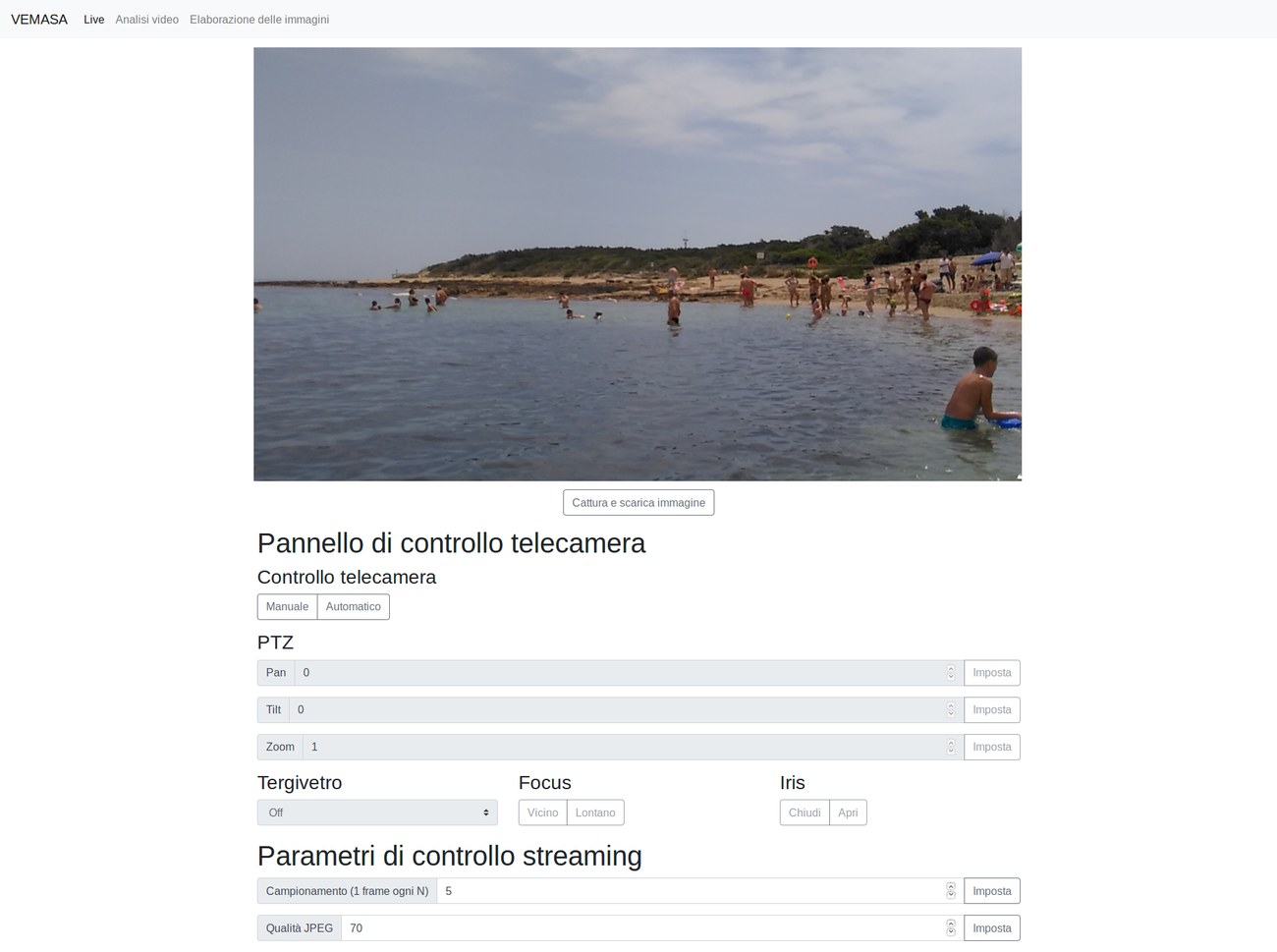 Video live dalla telecamera del veicolo marino