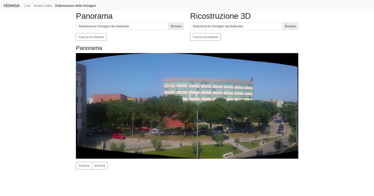 Vista panoramica generata dai fotogrammi